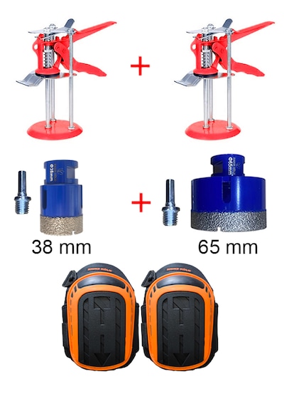 Fayansçı Seti 38mm Ve 65mm Karot, 3 Bacaklı Kaldırgaç 2 Adet, Diz