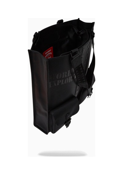 Sprayground Global Traveler Cargo Tote, Geniş Hacimli Seyahat Çantası Omuz Çantası Siyah