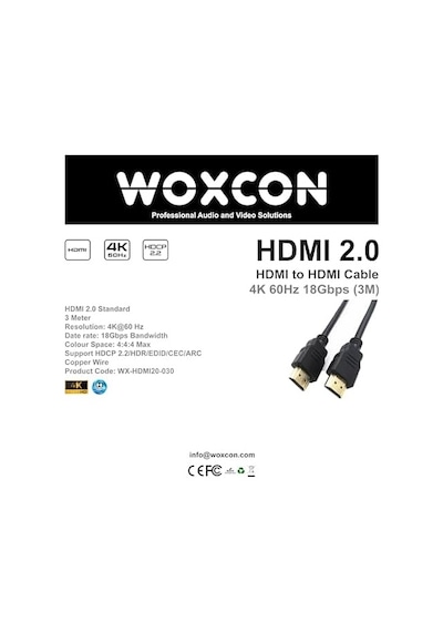 Hdmı Kablo 4k 60hz 18g Hdcp2.2 Arc Dolby Desteği Hdmı 2.0 Versiyon 3 Metre