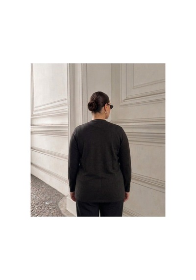 Onno Style Women Jakarlı Kendinden Desenli Çelik Örgü Triko Kadın Ceket Siyah