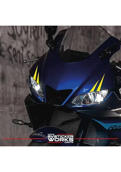 Motor Kaş Sticker Motor Sticker Tüm Motorlara Uyumlu Sağ Sol Göz Sticker Sarı
