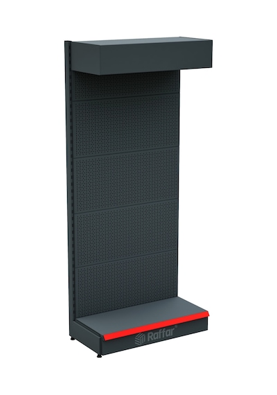 Şapkalı Ve Bazalı Delikli Hırdavat Rafı Antrasit, Tek Ünite W90 H220 D30/40 Cm Kırmızı