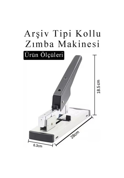 Büyük Boy 1 Adet Arşiv Tipi Zımba Makinası 100 Sayfa Kapasiteli Zımba Teli Hediyeli Kollu