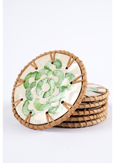 Meander Rattan 6'lı Sedefli Bardak Altlığı 8911 Naturel