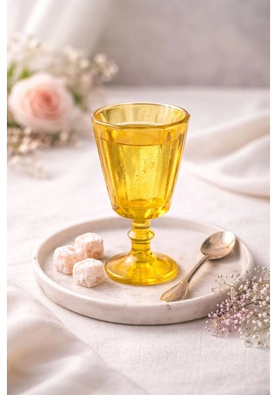 6 Lı Cam Flüt Renkli Kahve Yanı Su Bardağı Kadeh Kupa Bardak 75ml Çok Renkli