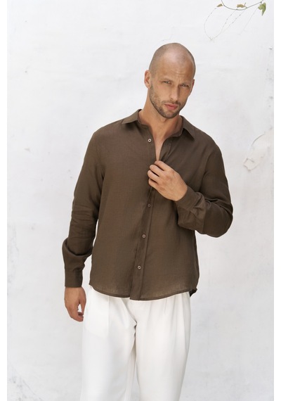 Mai Collection Mai Studios Co. Bice Kahve Keten Oversize Erkek Gömlek Kahve Mai Collection Mai Studios Co. Bice Kahve Keten Oversize Erkek Gömlek Kahve