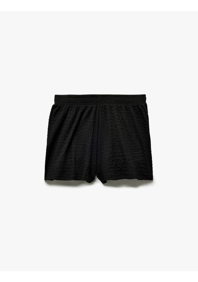 Koton Regular Fit Beli Lastikli Dokulu Mini Şort Siyah 5sak70037ek Siyah