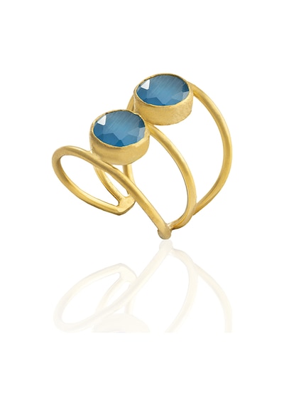 Kadir Jewellery 22 Ayar Altın Kaplama Kadın Zirkon Taşlı Yüzük Koyu Mavi 82266155