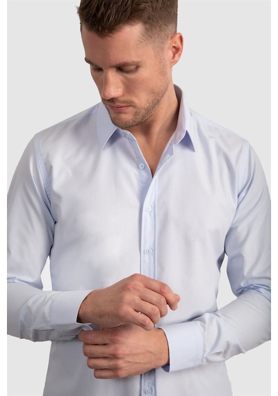 Tudors Slim Fit Dar Kesim Tery Cotton Erkek Gömlek-23408 Mavi Tudors Slim Fit Dar Kesim Tery Cotton Erkek Gömlek-23408 Mavi