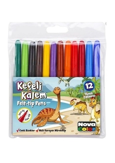 Nova Color Keçeli Kalem 12 Li Set Maxi 12 Renk Keçeli Boya Kalemi