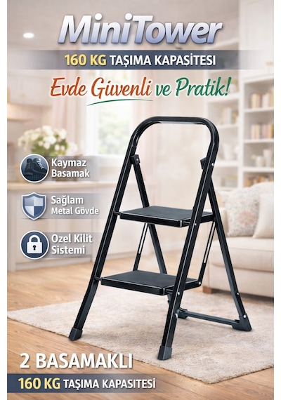 Ertekpa MT2 Minitower 2 Geniş Basamaklı Merdiven Siyah