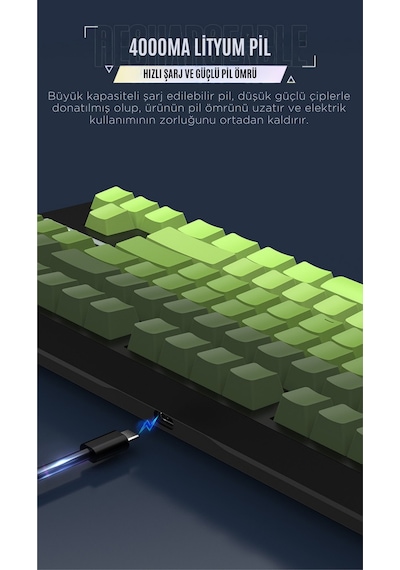 K88 Mekanik Oyun Klavyesi- 3 Modlu Hot Swap Rgb 4000 Mah Batarya