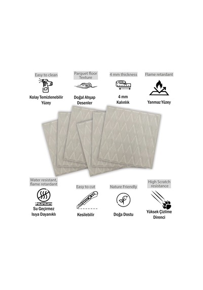 3 Boyutlu Duvar Paneli Kabartmalı Baklava Desen Pvc 41x41 Cm/ 6 Adet /1 M² Beyaz Huş