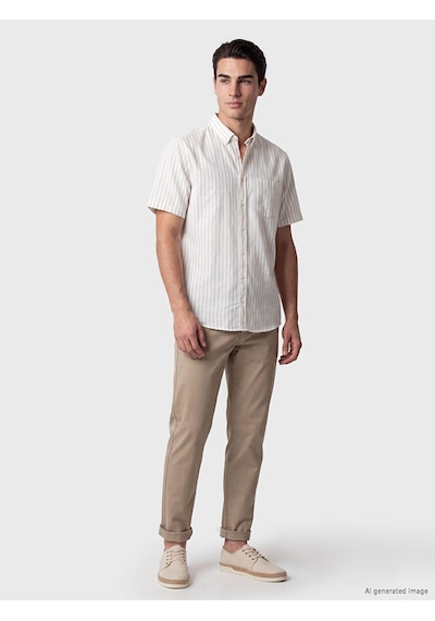 Lcwaıkıkı Classic Sarı Regular Fit Çizgili Poplin Erkek Gömlek