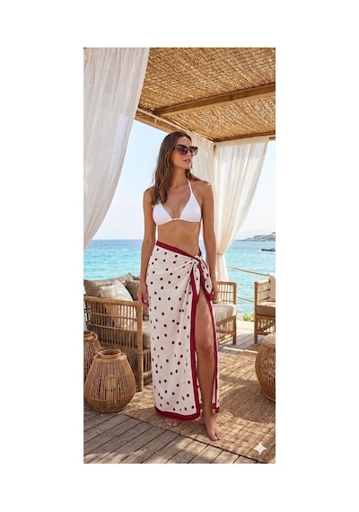 Nazzain Lavanta Zemin Üzerine Geometrik Desenli Bağlamalı Yırtmaçlı Pareo Plaj Eteği Bikini Üstü Plaj Giyim Yazlık Beachwear 150x95 Cm Kırmızı Nazzain Lavanta Zemin Üzerine Geometrik Desenli Bağlamalı Yırtmaçlı Pareo Plaj Eteği Bikini Üstü Plaj Giyim Yazlık Beachwear 150x95 Cm Kırmızı