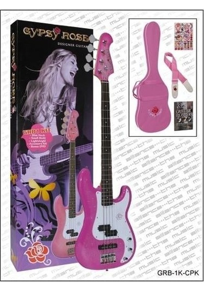Valencia Gypsy Rose Grb1kcpk Bas Gitar Seti Pembe Pj Manyetik - Kısa Skala Rahat - Amfi Dahil