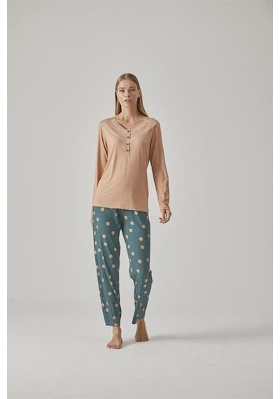 Relax Mode Kadın V Yaka Pijama Takım - 10775 Renkli