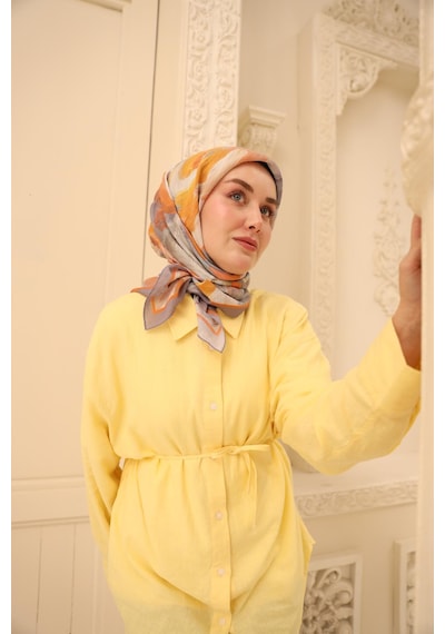 Silk Home Olinda İpek Eşarp 47001-16 Lila, Turuncu, Yanık Sarı, Bordo, Buz Mavi
