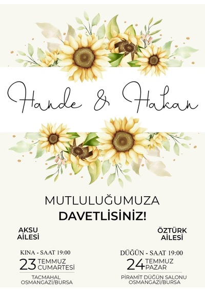 Bk Gift Kişiye Özel Klasik Bitmeyen Düğün Davetiyesi Model 28