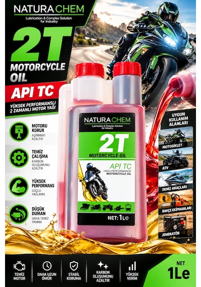 Naturachem 2t 2 Zamanlı Motosiklet Motor Yağı 1 Litre Apı Tc Yüksek Performanslı 2t Yağ