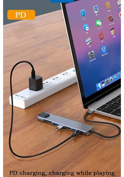 8in1 Type C To Hdmı 4k 2xusb Pd Hızlı Şarj Destekli Sd/tf Kart Ok