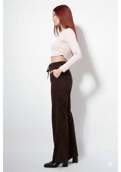 Unika Boutique Taşlı Pantolon Kahverengi