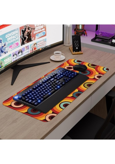 Retro 60 Lar Desenleri Oyuncu Gaming Mouse Pad Kauçuk Kaymaz Taban Mousepad V1, 70x30 Xl