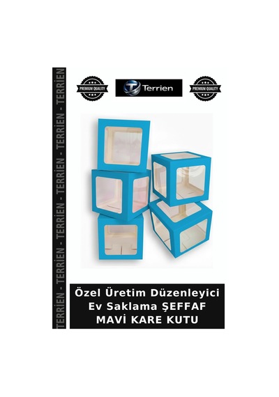 Özel Üretim Düzenleyici Ev Saklama Şeffaf Mavi Kare Kutu Çok Renkli