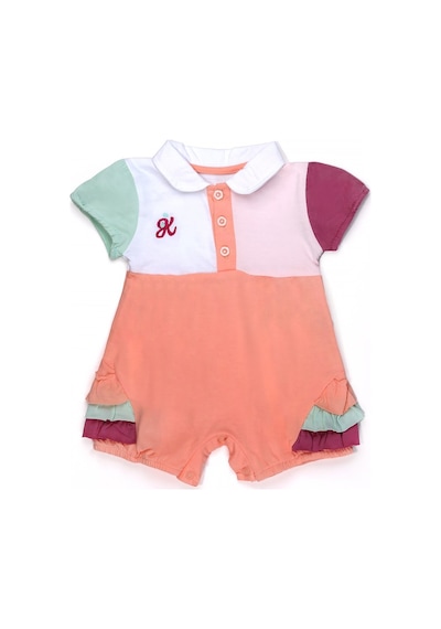 Chicsy Baby Kız Bebek Renkli Polo Yaka Tulum Yazlık Pamuk Bebek Tulum Şort Tulum Turuncu