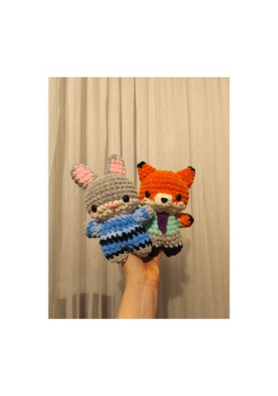 Nick & Judy El Yapımı Amigurumi Anahtarlık Örgü Peluş Figür