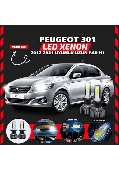 Peugeot 301 2012-2021 Uzun Far Uyumlu Şimşek Etkilii Led Xenon Pro Series H1