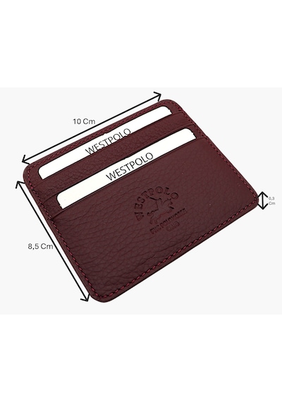 Westpolo Unisex Süper Slim Para Bölmeli Hakiki Deri İnce Kartlık Cüzdan 6 Bölmeli - Mat Mor Mat Mor