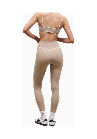 Because Of Alice Base Contrast Trim Leggings Yüksek Bel Şekillendirici Kadın Tayt Bej
