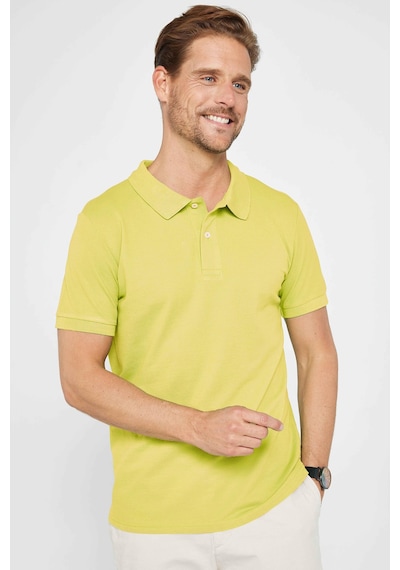Tudors Erkek Slim Fit Dar Kesim %100 Pamuk Yeşil Polo Yaka Tişört-32785 Yeşil