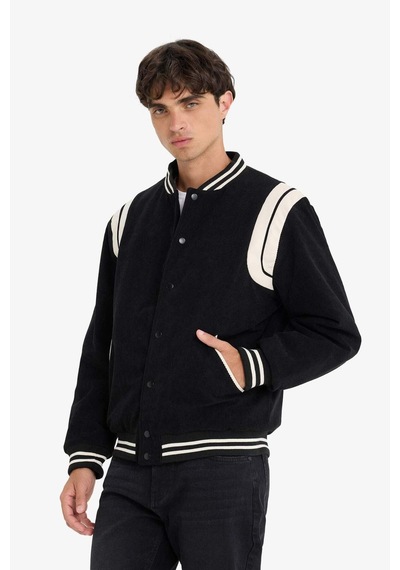 Defacto Su Geçirmez Regular Fit Kolej Yaka Bomber Çıtçıtlı İç Cepli Mont E9245ax25wnbk27 Siyah