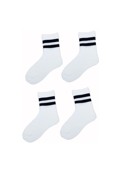 4Lü Unisex Çizgili Kısa Çorap Pamuklu Tenis Ekonomik