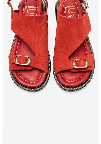 Luvi Shoes Cruel Kırmızı Süet Hakiki Deri Kadın Sandalet