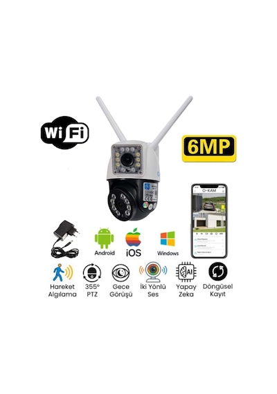 O-kam 3012 Çift Lens Wifi Ptz Kamera - Adaptör