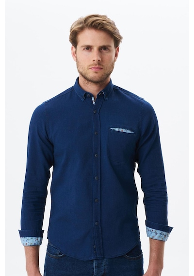AR-MA Arma Erkek Denim Jean Slim Fit / Dar Kesim Kot Dokuma Gömlek K9gkd1070 Lacivert