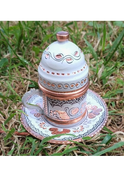Gül Çiçek Royal Bakır Kahve Takımı