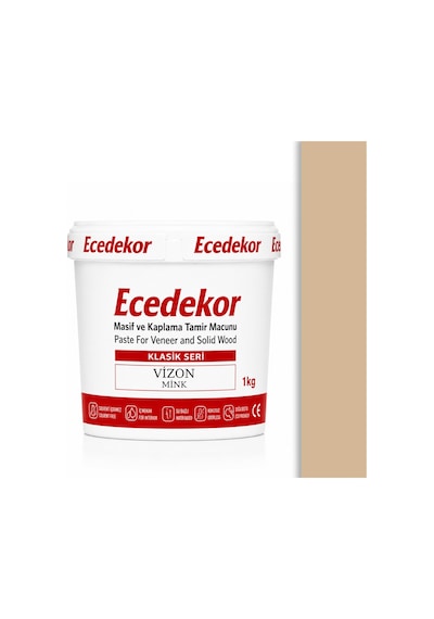 Vizon Ecedekor Ahşap Dolgu Macunu Kova 1000gr 1 KG
