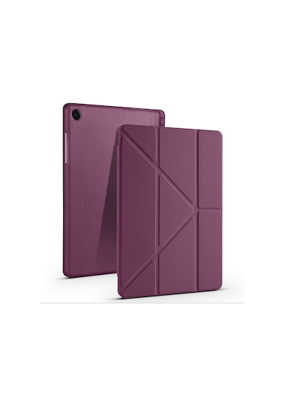 Maks Technology Galaxy Uyumlu Tab A9 Kılıf Mkst Tri Folding Kalem Bölmeli Standlı Kılıf - Kırmızı Tablet Kılıfı