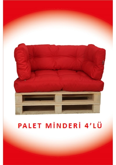 Dış Ve Iç Mekan Palet Bahçe Balkon Havuz Başı Yer Minderi Koltuk Minderi Takımı Kirmizi Model