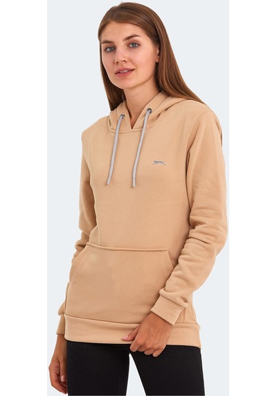 Slazenger KESHIAN IN Kadın Kapüşonlu Cepli Açık Kahve Sweatshirt