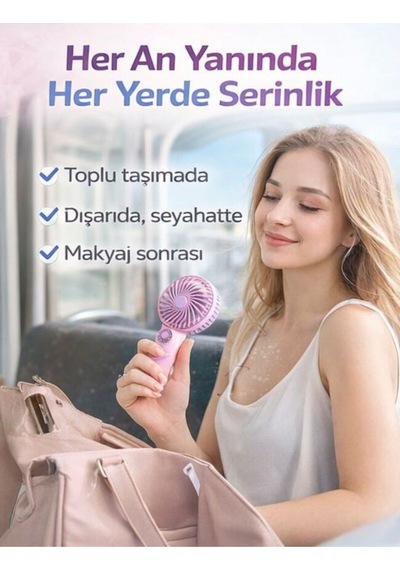 Taşınabilir Mini El Fanı Şarjlı 3 Kademeli Usb Fan Sessiz Güçlü Rüzgar Vantilatör