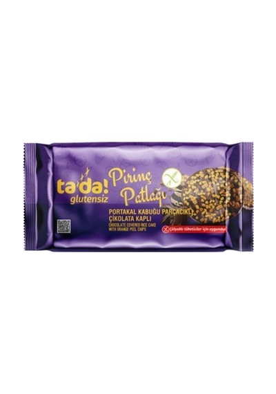 Glutensiz Çikolata Kaplı Portakal Kabuğu Parçacıklı Pirinç Patlağı 80 G