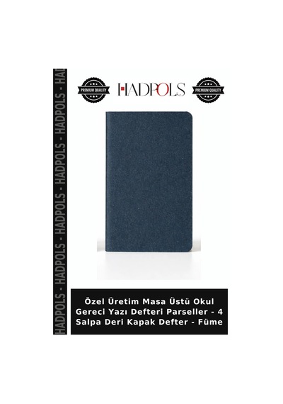 Özel Üretim Masa Üstü Okul Gereci Yazı Defteri Parseller - 4 Salpa Deri Kapak Defter - Füme
