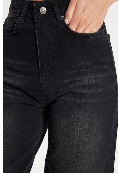 Tudors Kadın Relax Fit Rahat Kesim %100 Pamuk Cepli Geniş Paça Siyah Jean Kot Pantolon-50735 Tudors Kadın Relax Fit Rahat Kesim %100 Pamuk Cepli Geniş Paça Siyah Jean Kot Pantolon-50735