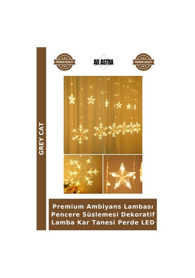 Premium Ambiyans Lambası Pencere Süslemesi Dekoratif Lamba Kar Tanesi Perde Led Çok Renkli