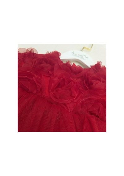 Ministok Rose Lady Uzun Kollu Kız Bebek Elbisesi Kırmızı